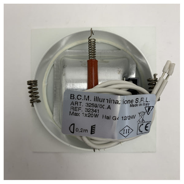 BCM 3259 / 0C.A бял квадратен прожектор от неръждаема стомана 12/24V