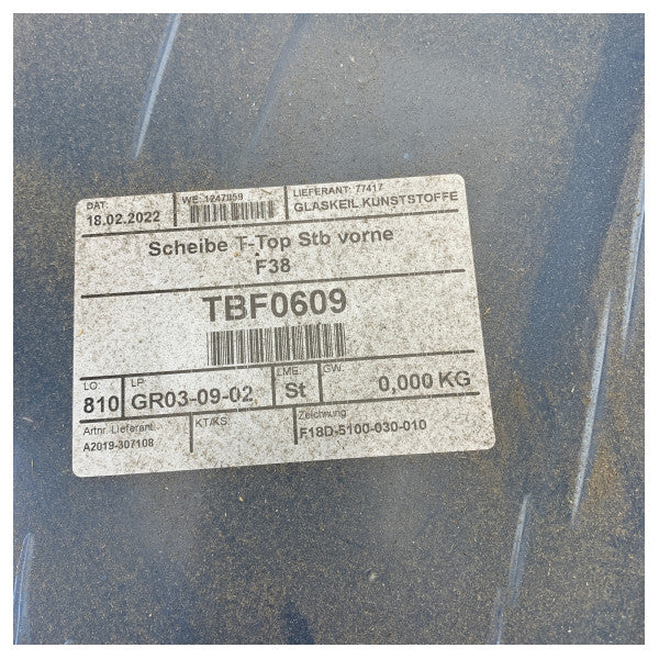 Fjord F38 glassinnsatsplate for T-Top - A2019-307108 - TBF0609