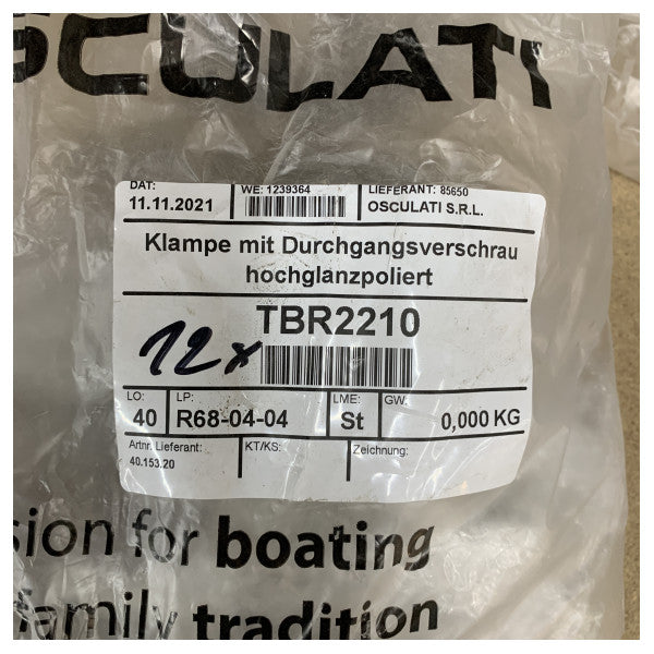 Osculati Silhouette cleat tal-azzar ikkulurit 200 mm bil-bolt tru hull - 40.153.20