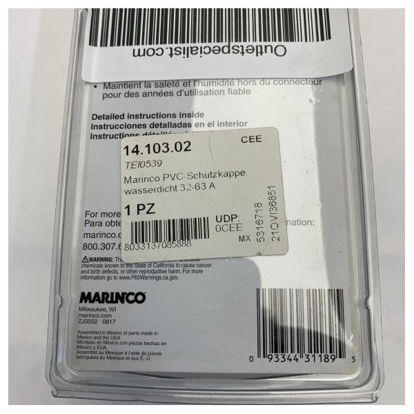 Tampa de Conector à Prova de Água Marinco 32A-230V - 93344311895
