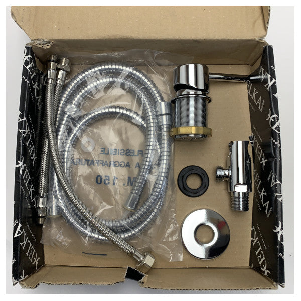 ELKA ART.4050 Polished Chrome Marine Shower Mixer - Durable, Compact Boat Faucet with Flexible Hoses