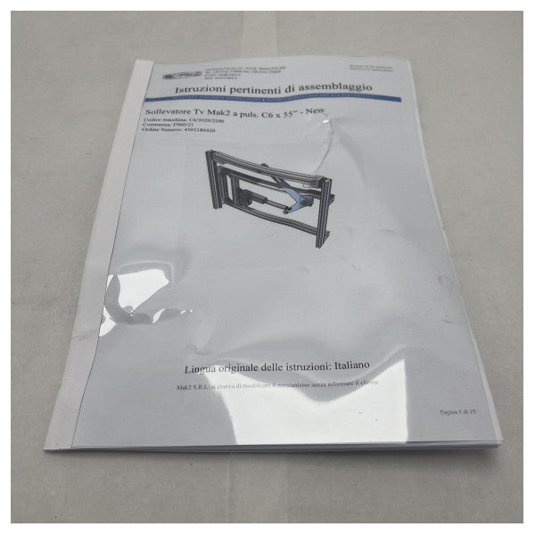 Marine Grade MAK Pulsed TV Lift C6 for 55 Inch Screens - Durable, Weather-Resistant Marine TV Mount