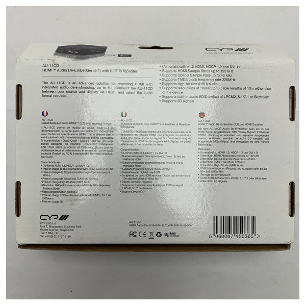 CYP AU-11CD Desembaçador de áudio HDMI com som surround 5.1