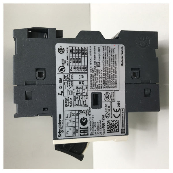 Schneider Electric Adjustable Motor Protection Switch GV2ME20 for Maritime and Industrial Use