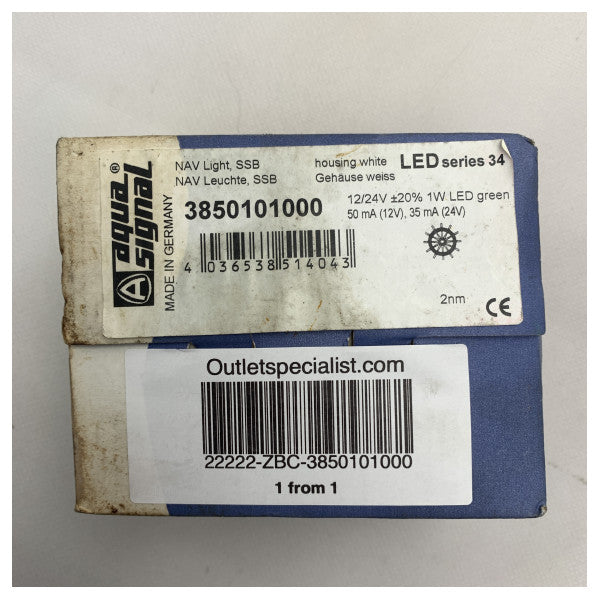 Aqua Signal seria 34 - zielone światło nawigacyjne LED na prawej burcie - 3850101000