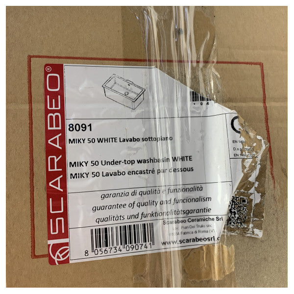 Scarabeo keramisk underlimet vask 50 cm hvid - holdbar køkken- og badeværelsesvask i marinekvalitet