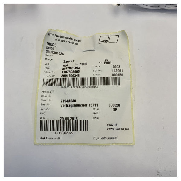 MTU 5005301026 Diode Cable Kit Suitable for MTU Engines