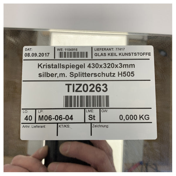 Højkvalitets sikkerhedsglas spejl 430x320mm - Holdbart marinemateriale krystal spejl