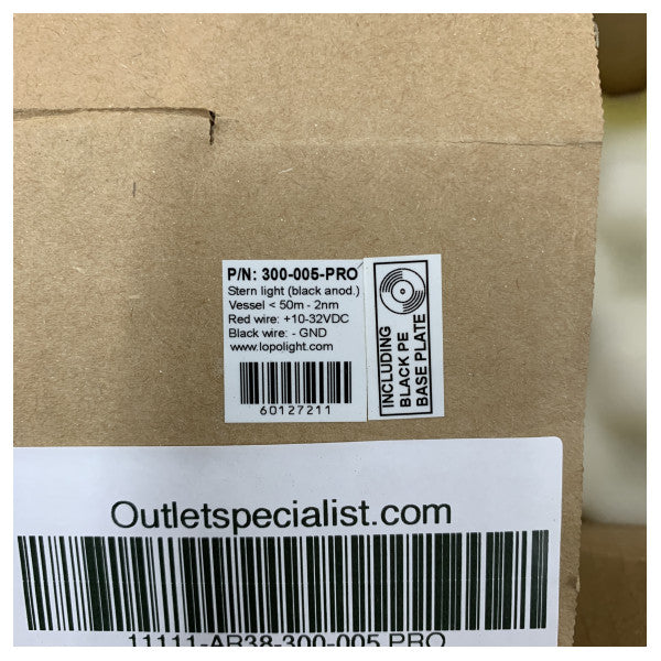 Lopolight 300-005 PRO Svartlakkert Marine Akter Navigasjonslys 12/24V