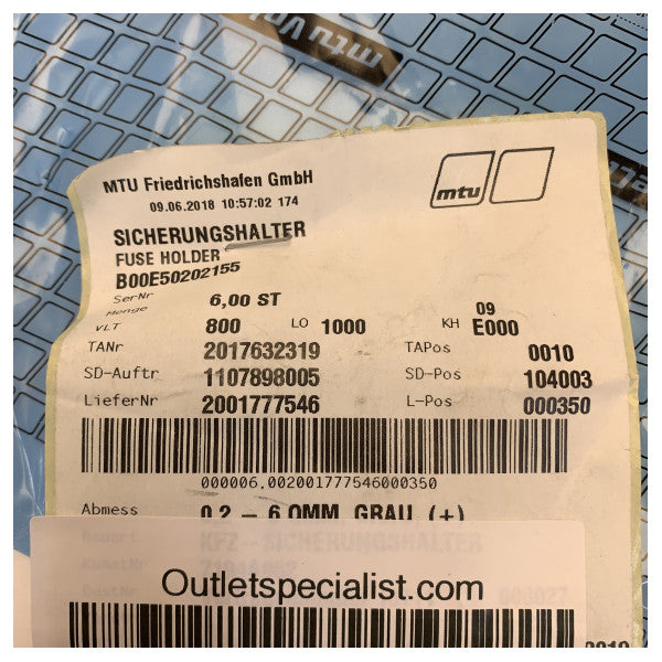 MTU B00E50202155 Fuse Box Holder Grey