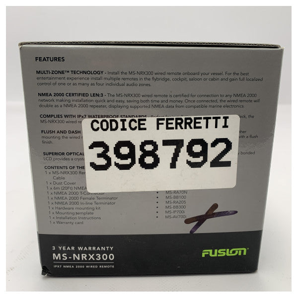 Unidade de controlo áudio remoto com fios Fusion MS-NRX300