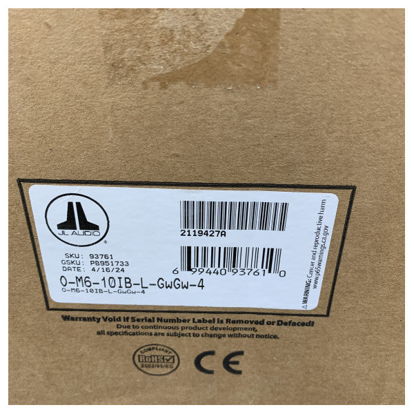 JL Audio M6-10IB-L-GWGW-4 Морски водоустойчив субуфер 250W - 93761 1805543A