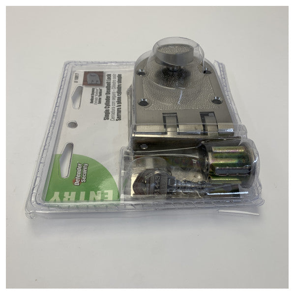 Cerradura de cilindro simple resistente Jimmy de níquel satinado - U10817