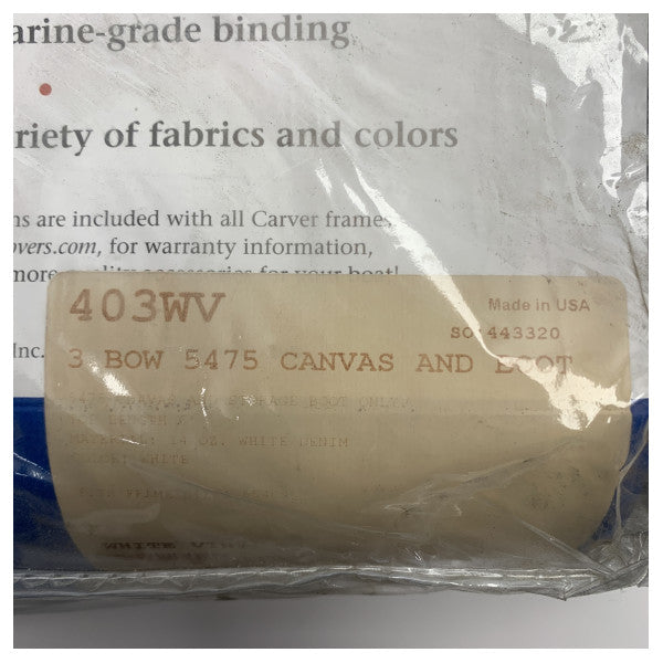 Carver 3 baş 73 ila 78 inç beyaz vinil bimini kanvas - 403WV