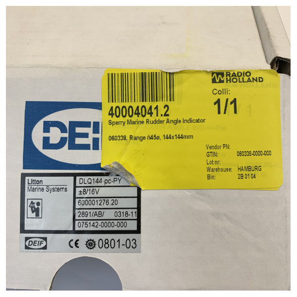 船用DEIFマリン舵角インジケーター - 45度 - DLQ144