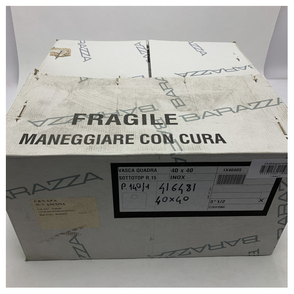 Barazza stainless steel square sink 40 x 40 softtop R.15 - 1X4040S