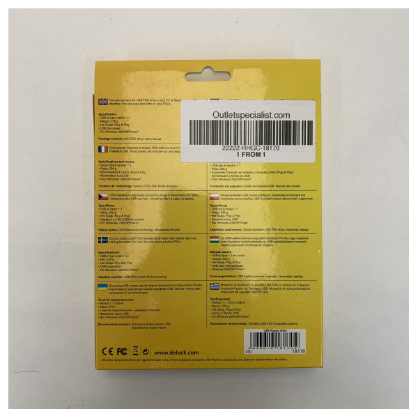 DeLOCK Lettore floppy esterno USB da 3,5 pollici 1,44 MB FDD per Windows e Mac