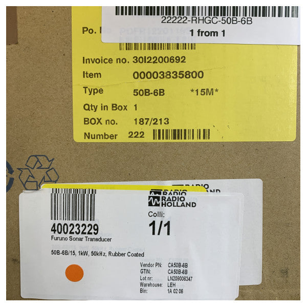Furuno 50B-6B 50 kHz Sonar Transdüktörü 15m Kablo ile