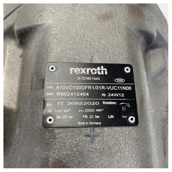 Side Power Rexroth Hydraulic Axial Pump 100 cm3 | 200 bar - A10VO100dFR1 31R