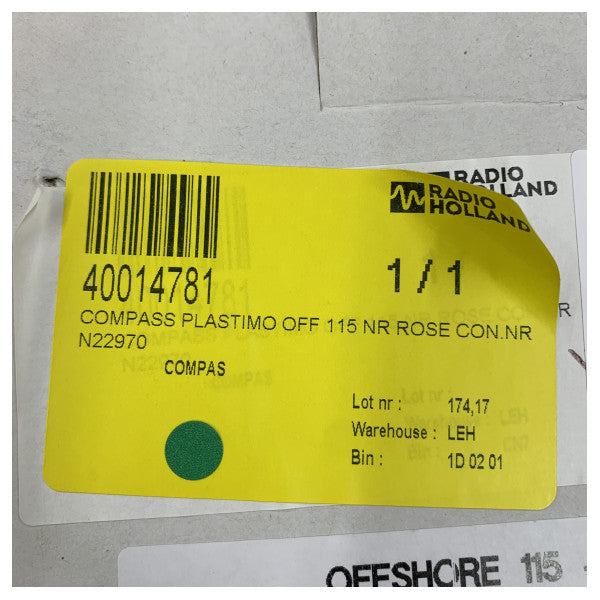 Plastimo Offshore 115 Kompass med svart urtavla 12/24V - 60991