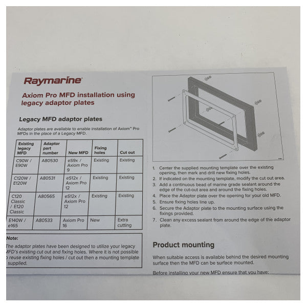 Płyta adaptera Raymarine A80531 E120W do chartplottera Axiom 12 Pro