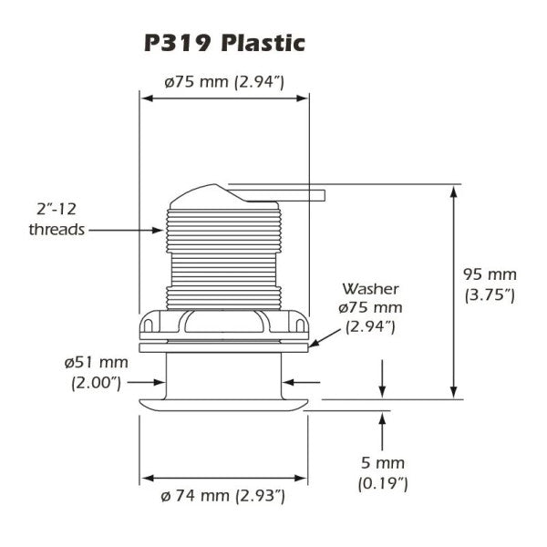Raymarine M78713-PZ P319 Tru-Hull Derinlik Sensörü