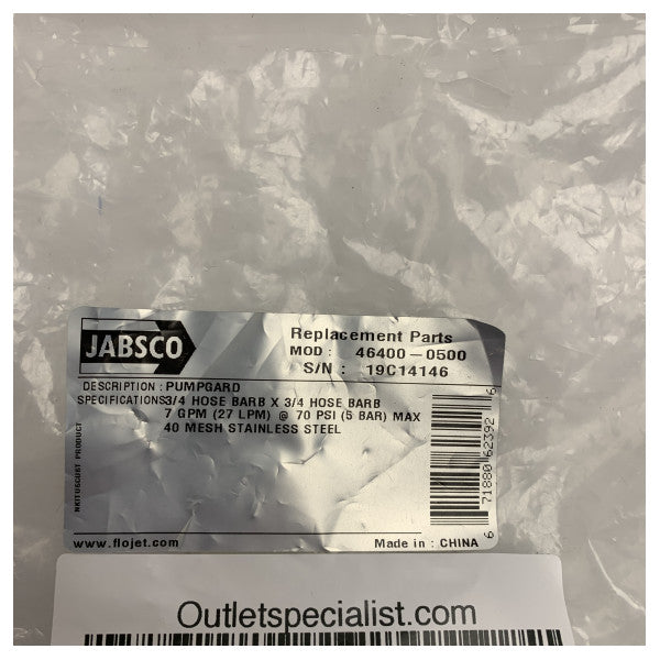 Jabsco 46400-0000 filtre eau douce débris fins 19 mm