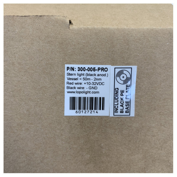 Luz de Navegação Lopolight Stern Preta Revestida 12/24V 2NM 135 Graus - 301-005-PRO