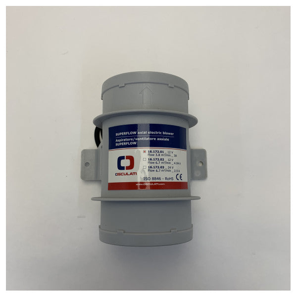 Ventilador In-Line Osculati para Circulação na Sala de Máquinas D79 mm - 3.8M3 12V - 1617201