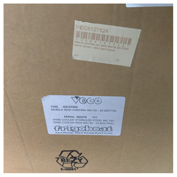 Veco Frigomatic MS130 20-flaske rustfritt stål innebygd vinkjeller 24V - G5127524