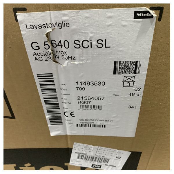 Miele G5640 Sci SL Build-In 45 CM Dishwasher Silver