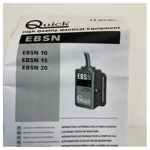 Brzi EBSN20 Električni prekidač za pumpu za ispuštanje crne boje 20A