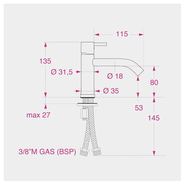 Μίκτης μονής λεβιέ Barka MY1600 Chrome