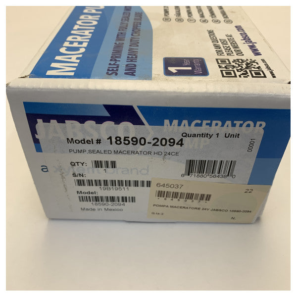 Jabsco 18590-2094 Black Water Selvprimende Makseratorpumpe 24V