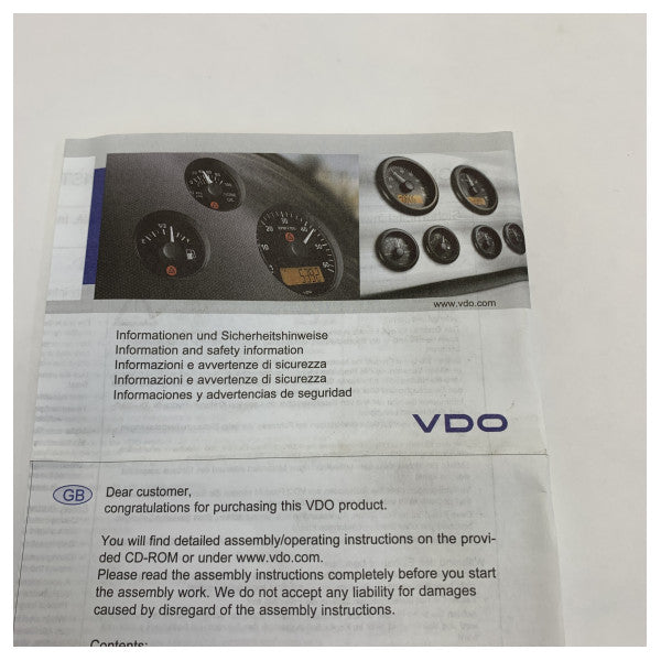 VDO A2C59514082 Veratron ViewLine Fuel Level Gauge 3-180 Ohm - 8-32V - 52mm