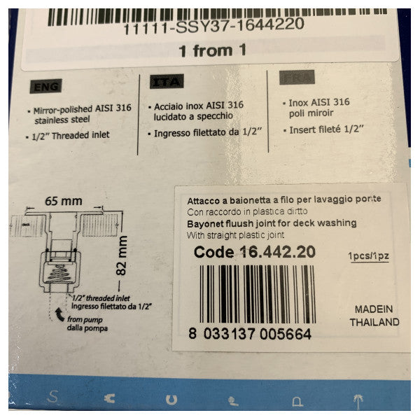 Osculati Rustfrit Stål WashDown Forbindelsessæt - 1644220