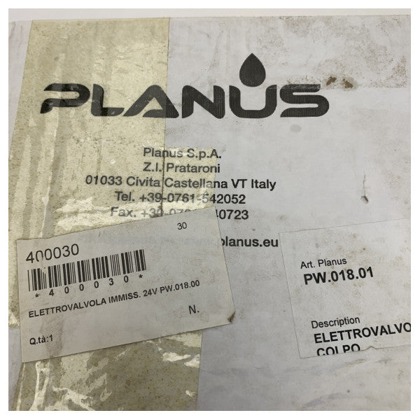 Planus PW.018.00 24V Solenoid Fresh Water Inlet Valve for Electric Toilet