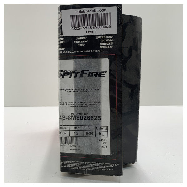 Mercury Spitfire 10.6 x 12 Propriété en aluminium à 3 lames-48-8M8026625