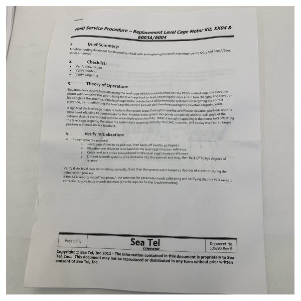 Sea Tel zamjenski set motora razine kaveza XX045 i 6003A - S-124115-2