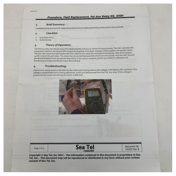 Комплект заміни Sea Tel Polang Relay XX04 S-135339