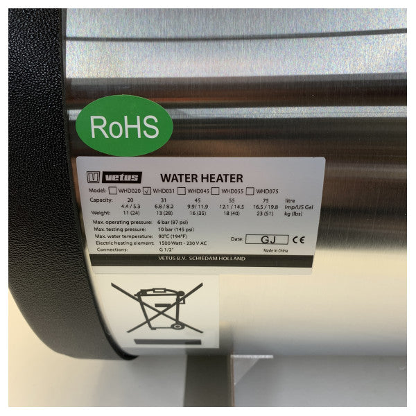 ヴェトゥス WHD031 ボイラー 1500W 31L ステンレス鋼 230V