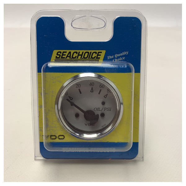 Seachoice VDO Engine Oil Pressure Gauge White - 15211