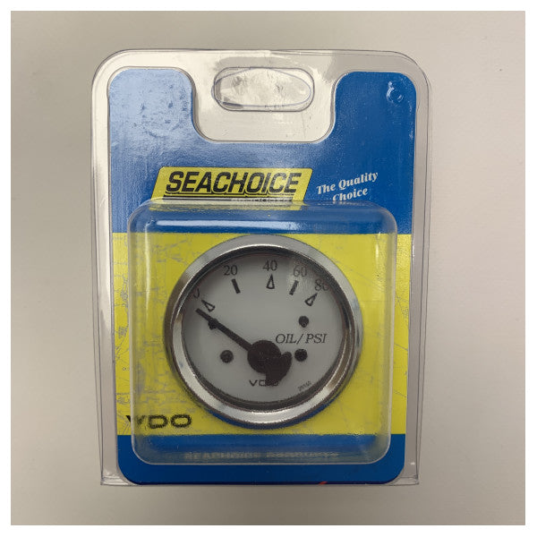 Seachoice VDO Engine Oil Pressure Gauge White - 15211