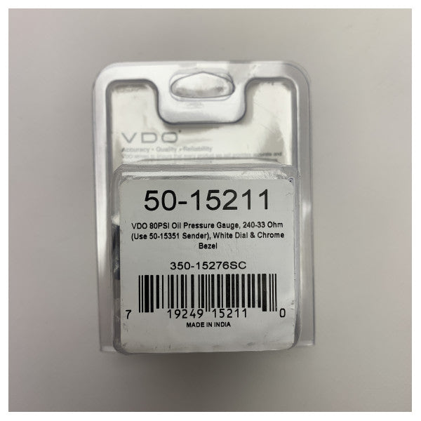 Seachoice VDO Engine Oil Pressure Gauge White - 15211