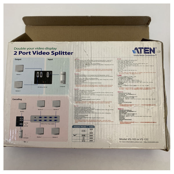 Aten VS-132 Video Splitter - 2-Poorts VGA Splitter with Power Supply