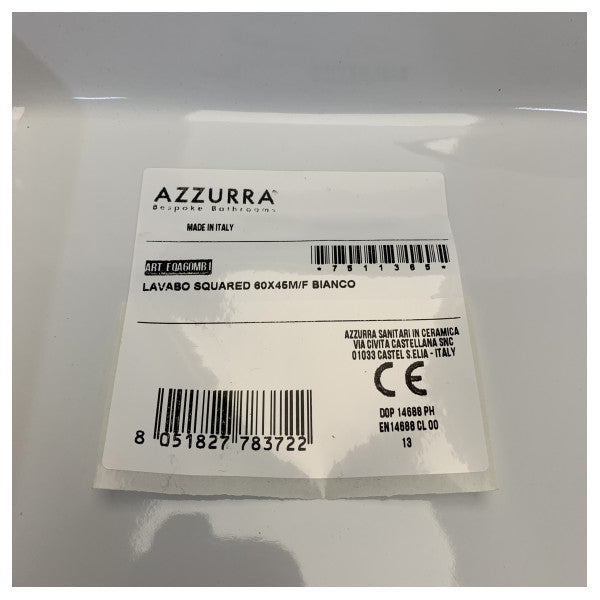 Azzurra Elegance Square washbasin 60x45cm without overflow - EQA60MB1