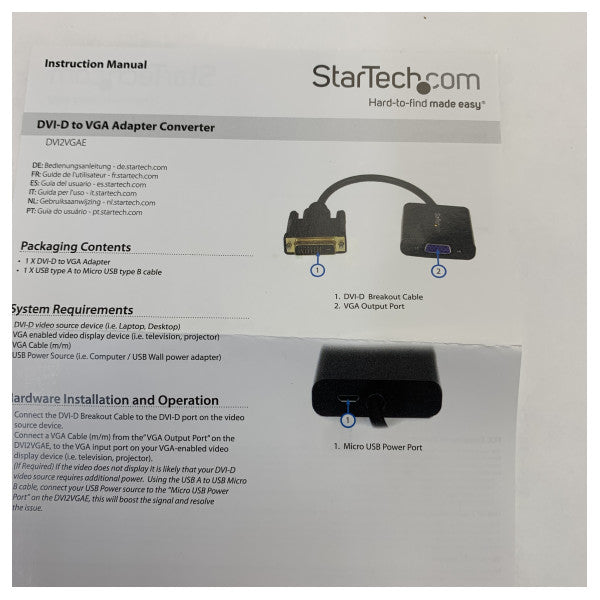 Convertitore adattatore video DVI-D a VGA con alimentazione USB - DV12VGAE