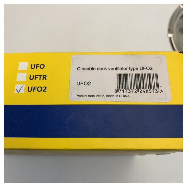 Vetus UFO2 Closable Deck Ventilator Stainless Steel Round D200 mm