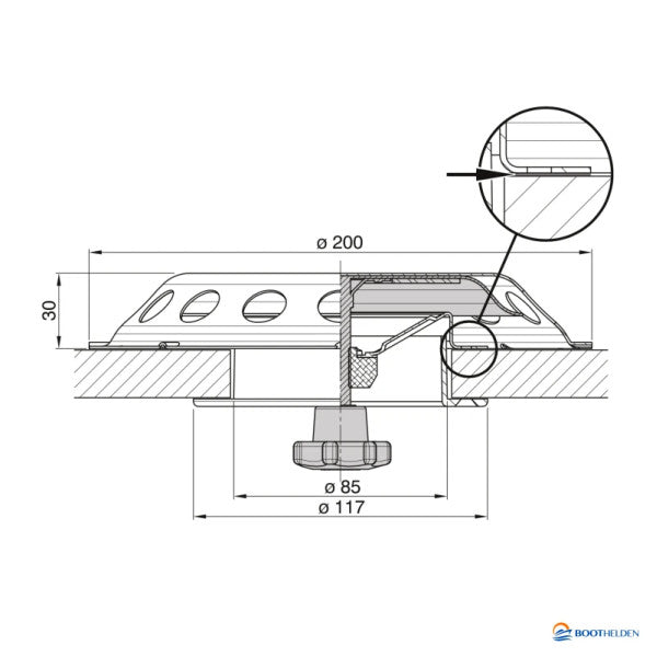 Vetus UFO2 Closable Deck Ventilator Stainless Steel Round D200 mm