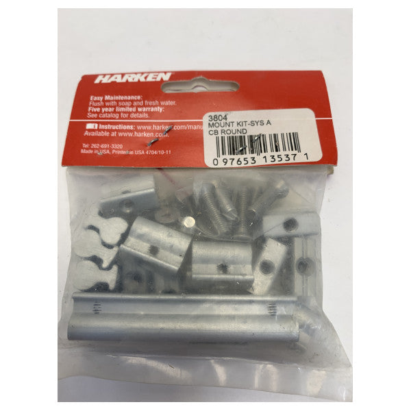 Harken 3804 22 mm Aluminium Track Mounting Kit Round Mast Groove